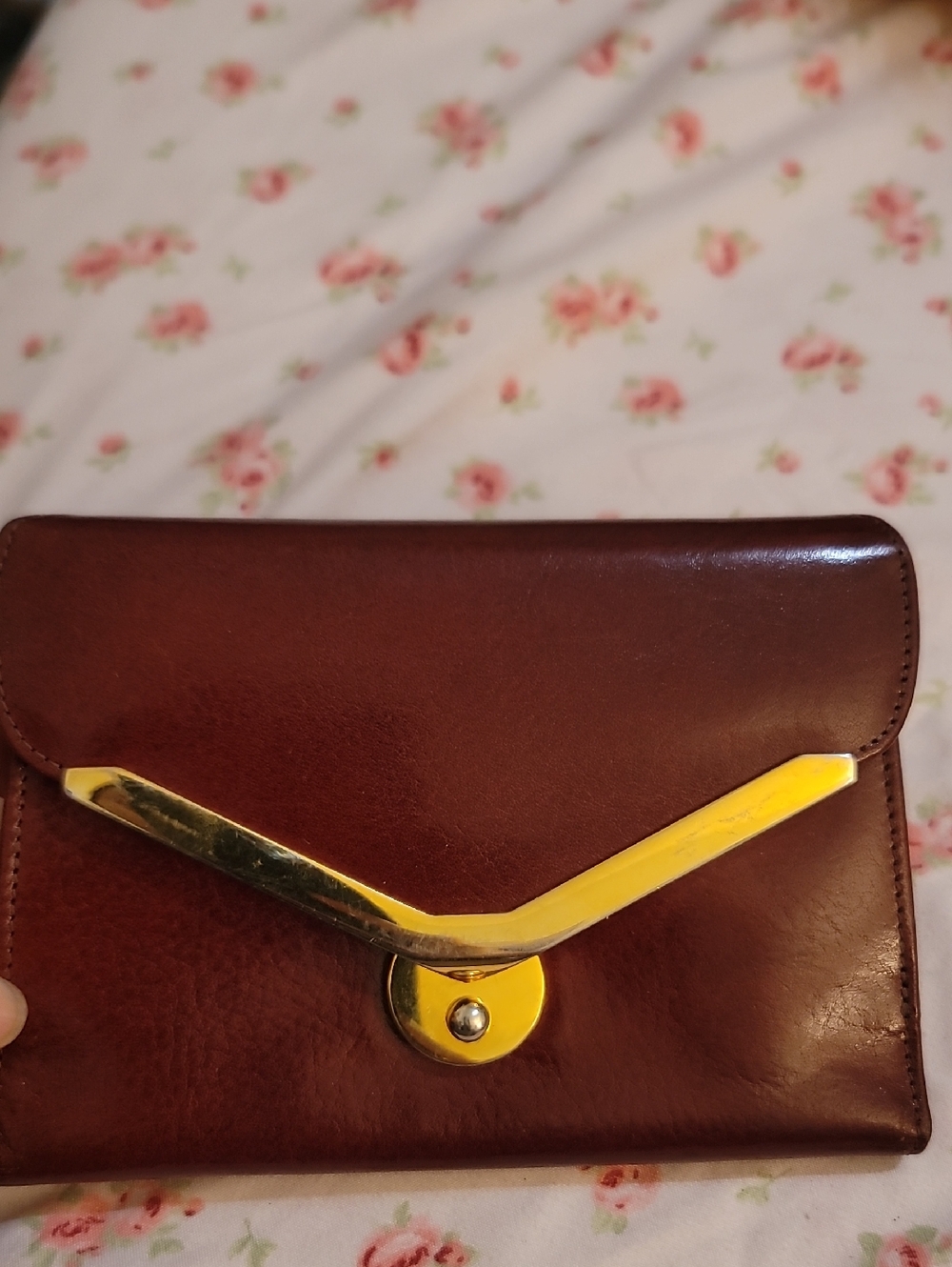 Gant Brown Leather Accessory with Gold Trim Accent